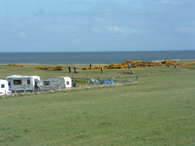 Golfers on the links at Brora